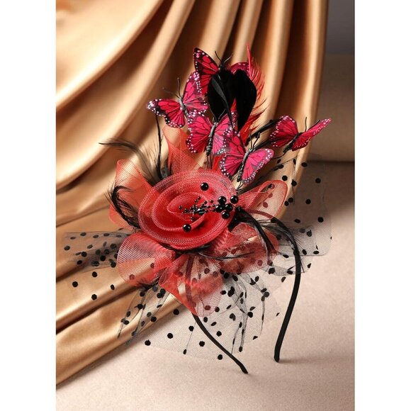 Butterfly Derby Hat Polyester Tea Party Fascinator with Hair Clip for Women main image 6